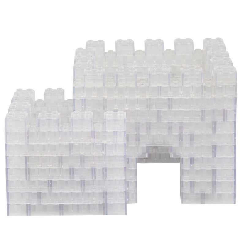 SCS Direct Building Block Bricks - 1000 Pc Bulk Set of Unique Clear Color with 54 Roof Pieces - Great for Activity Tables, Creativity & School Projects - Image 5